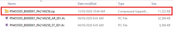Figure 23. ZIP file containing all IFC files